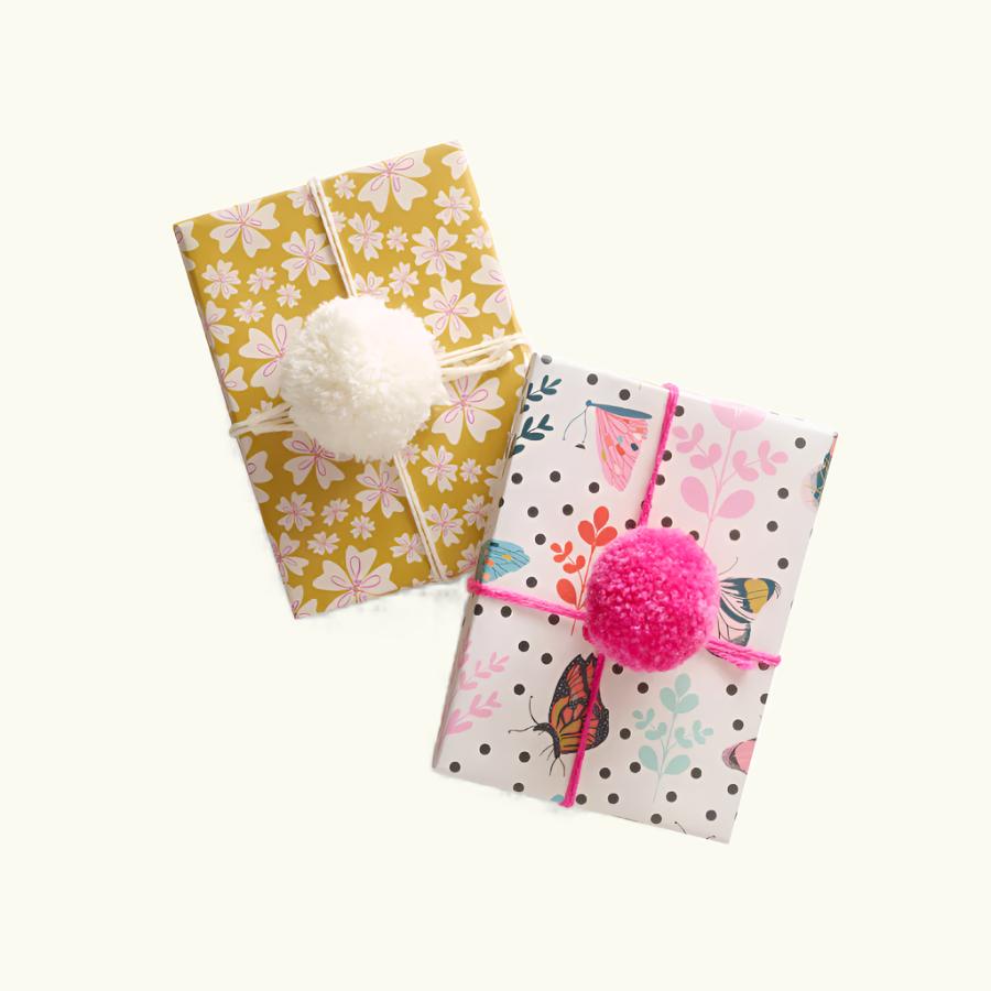 Butterflies and Vintage Flowers Double Sided Gift Wrap set of 2