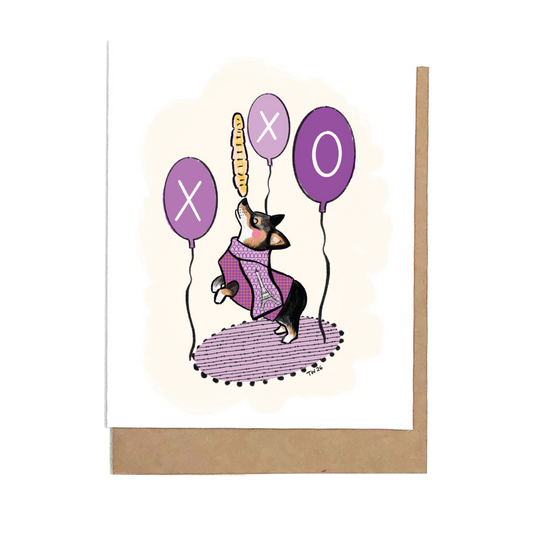 Corgie with a French Baguette Greeting Card
