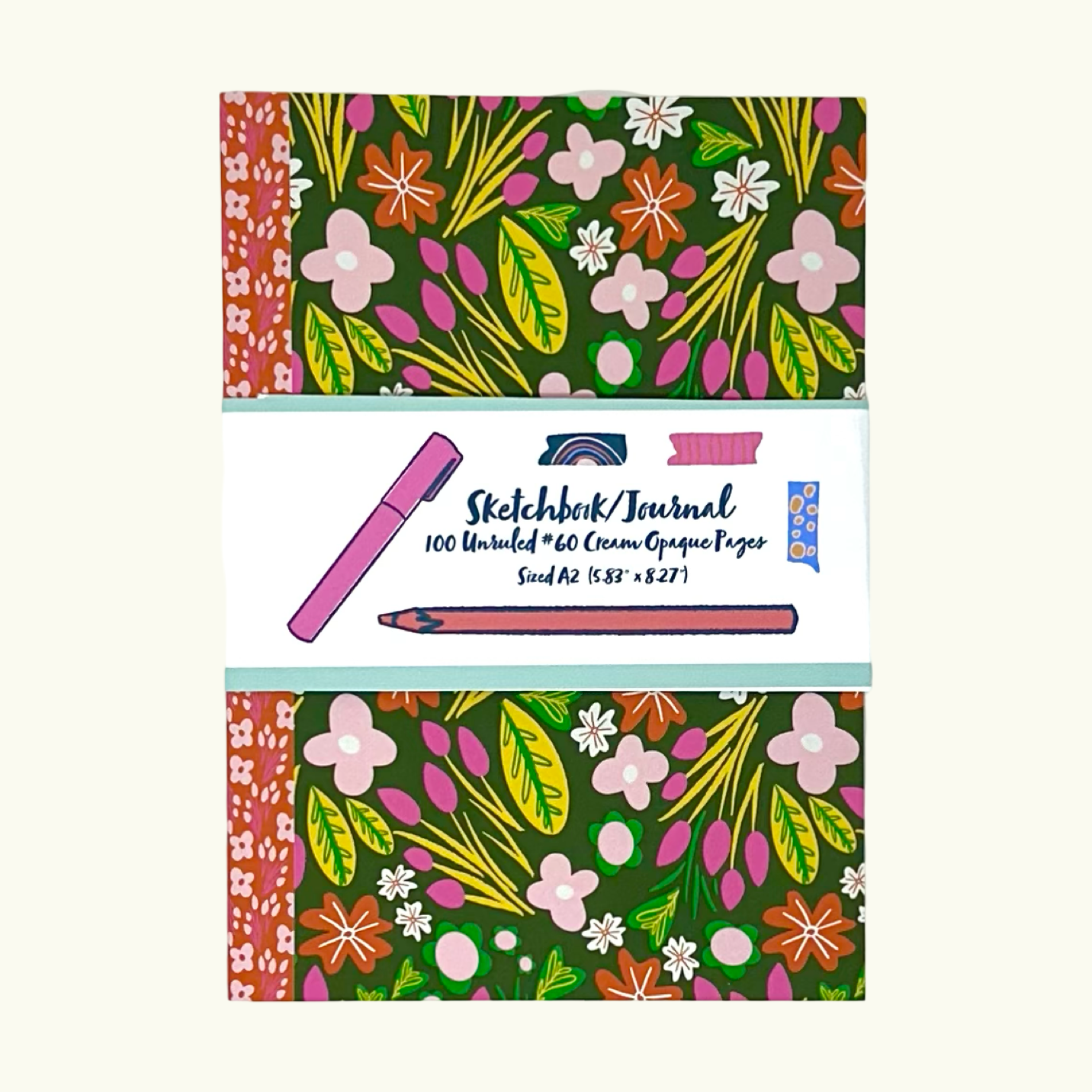 Journal/Sketchbook Fun Patterns and 100 blank pages (A5 sized)