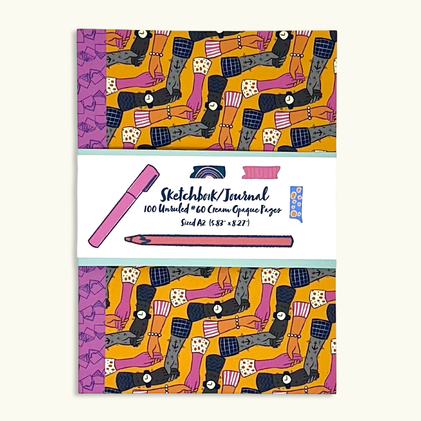 Journal/Sketchbook Fun Patterns and 100 blank pages (A5 sized)