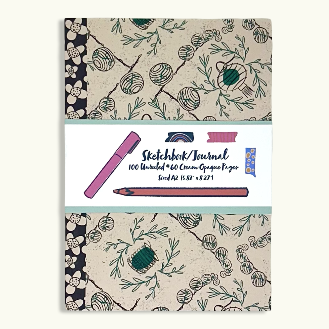 Journal/Sketchbook Fun Patterns and 100 blank pages (A5 sized)