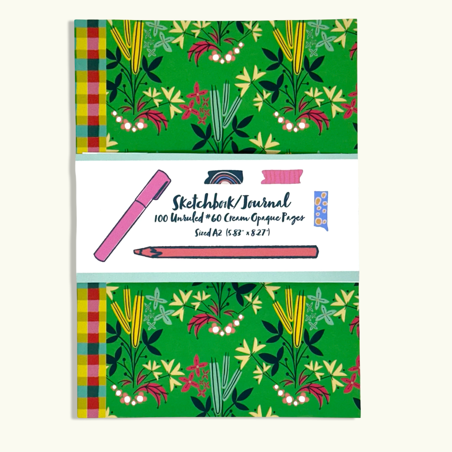 Journal/Sketchbook Fun Patterns and 100 blank pages (A5 sized)