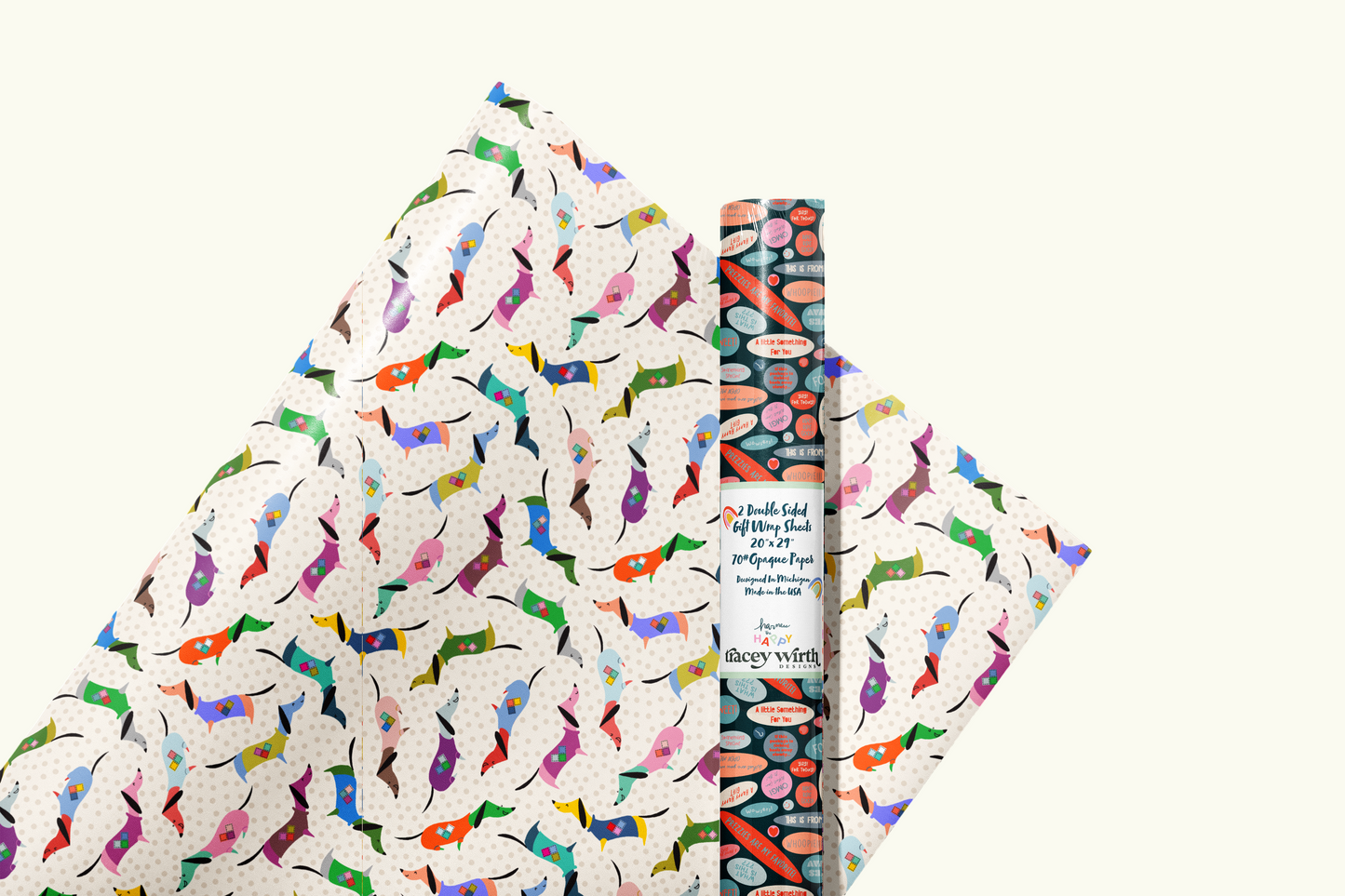 Dachshunds in sweaters Double Sided Gift Wrap set of 2