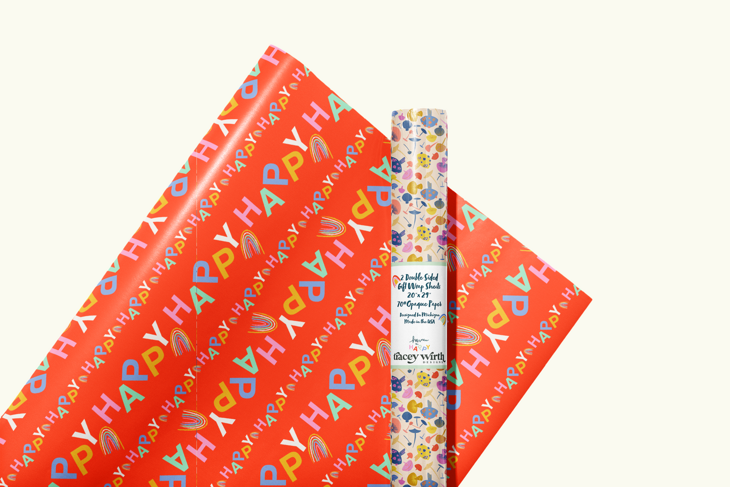 Happy Mushrooms Double Sided Gift Wrap set of 2