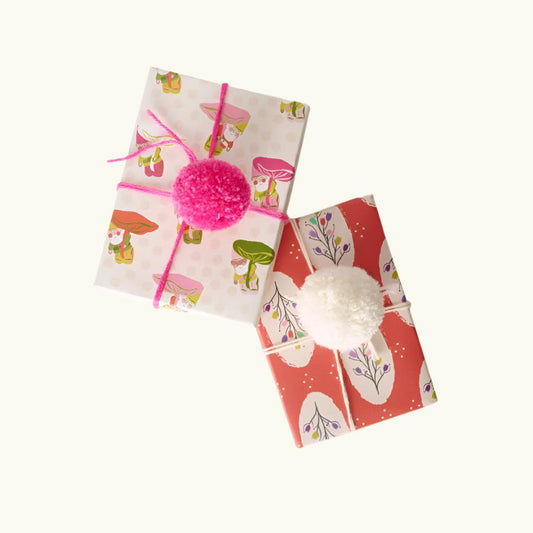 Peaking Gnome with Tulips Double Sided Gift Wrap set of 2