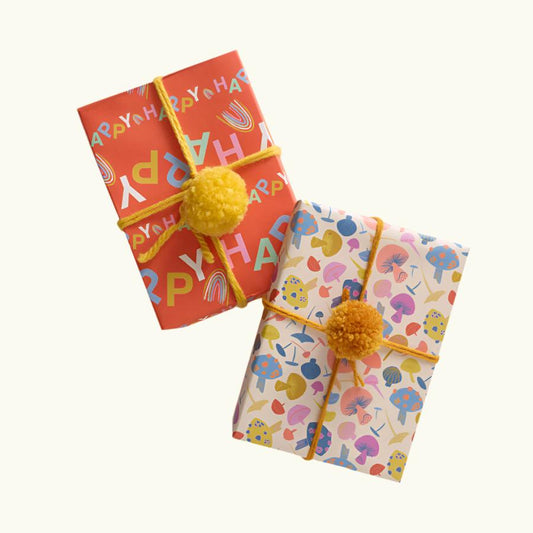 Happy Mushrooms Double Sided Gift Wrap set of 2